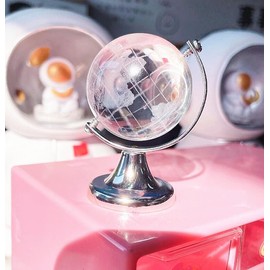 EatingBiting 2" Round Globe Office Clear Cute Crystal World Map Paperweight Stand Desk Home Decor Crafts Art Glass Sphere Ornament Christmas Decorations Set for House Accessories