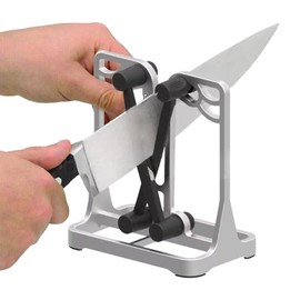 Knife Sharpener with Self-Adjusting, Tungsten Carbide Professional Knife Sharpener Tool for Kitchen Knives Helps Repair Sharpens, Hones, Polishes Blades(Black)