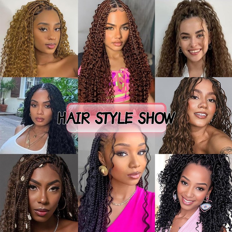 FanLin Deep Wave Bulk Hair for Boho Braids 3Packs 22inch