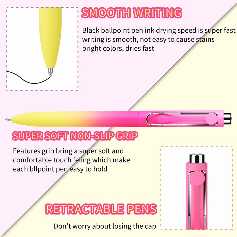 WY WENYUAN Cute Pastel Ballpoint Pens, Fine Point Smooth Writing,