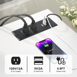 Homieasy Printer Stand with Charging Station and Led Lights, Large 3 Tier Rolling Printer Cart with Adjustable Storage Shelf, Printer Table with Wheels for Home Office, White