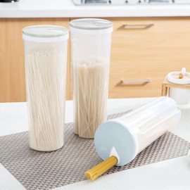 Contenedor De Fideos De Espagueti Transparente Con Tapa Giratoria Caja De Almacenamiento Para Cereales Avena Frijoles Y Granos Diseño De Fácil Agarre 