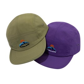 CLAPE Summer 5 Panel Outdoor Camp Cap Waterproof Quick-Drying Baseball Cap Flat Brim Baseball Cap for Men Women Lightweight UV Protection Cap, DFB3-Green, Unit size