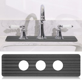 Teenyyou 3 Hole Faucet Mat for Kitchen Sink 16.1" x 5" Kitchen Faucet Absorbent Mat Diatomite Splash Guard for Sink Quick Drying Stone Drip Catcher for Bathroom Counter