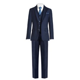 Marvelous Kids Boys Formal Suit Set 5 Pieces Ring Bearer Outfit Dark Blue Suits Size 8