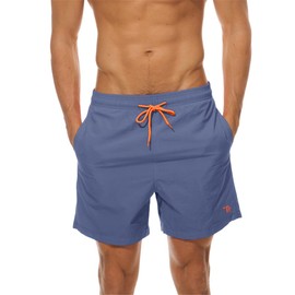 donhobo Swimming Shorts for Men, Quick-Drying Swimming Trunks, Boys' Beach Shorts, Board Shorts, Beach Shorts, Leisure Sports Shorts, Grey purple