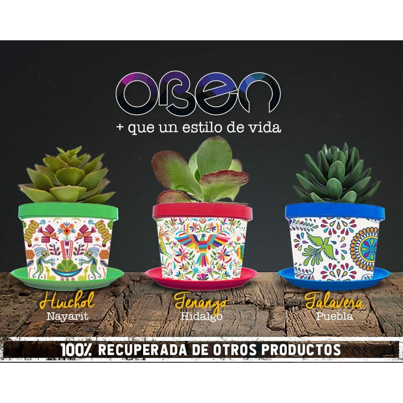 OBEN Maceta Decorativa Arte Mexicano Diseño Tenango Hidalgo