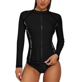 ATTRACO Womens UV Shirts Long Sleeve Rash Vest UPF 50+ Wetsuits Tops Zipper