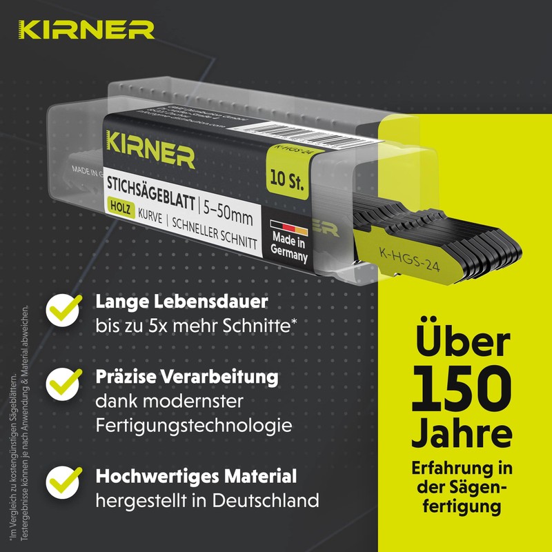 KIRNER Jigsaw Blades Wood Pack of 10 [Up to 5x