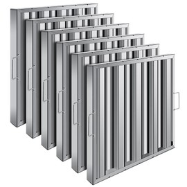Hood Filters,Commercial Range Hood Filters 19.5W x 19.5H Inch, 430 Stainless Steel Range Hood Grease Filters for Commercial Kitchen Exhaust Hoods Pack of 6
