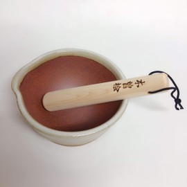 Banko Ware Grooved Mortar (semi-white), Small, with Domestic Pestle
