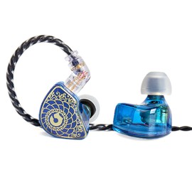 YINYOO TANGZU Wan er S.G - Auriculares con cable HiFi IEM para músico audiófilo de 10 mm con ajuste ergonómico, cable desmontable de 2 pines 0.78 (azul, con micrófono)