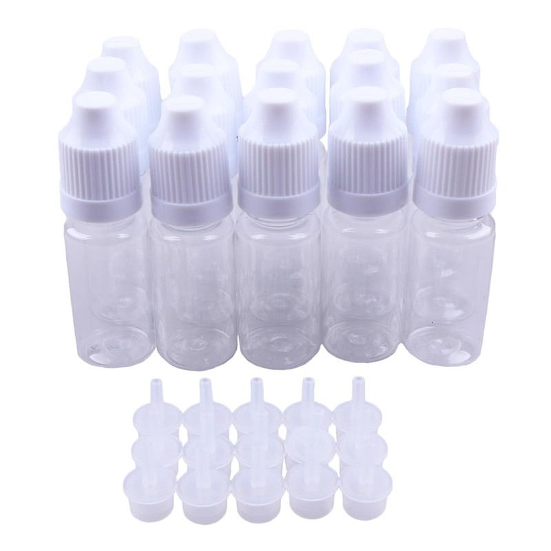 50PCS 10ml Transparent Empty Squeezable Lab Solvents Liquid Dropper Bottles