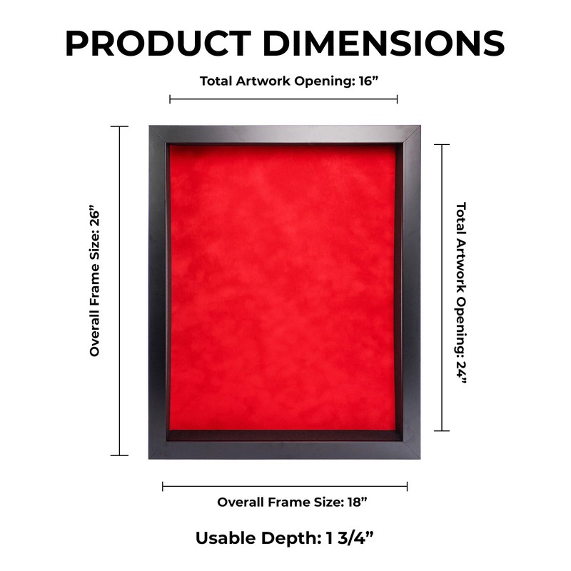 16x24 Shadow Box Frame Black Wood with a 1 3/4"