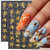 2 Sheets Gold Nail Stickers for Nail Art 5D Self-Adhesive