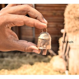 Vivanta 4cm Rustic Vintage Christmas Decoration Ornaments - Indian Decor Cow Bell for Craft - Small Tiny Mini Gold Tin Hanging Witch Bells - Jingle Bells for Crafts