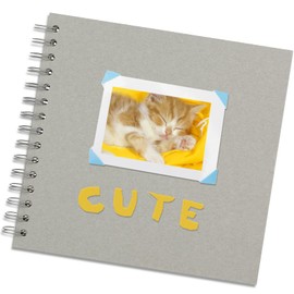 Vienrose 28.5 x 20.5 cm DIY Photo Album with 100 Pages, Hard Cover Kraft Paper Spiral Album, DIY Scrapbook for Wedding, Birthday, Light Grey