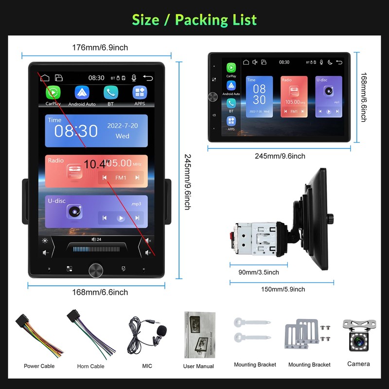 10.4" Single Din Single Din Touchscreen Car Stereo with Wireless