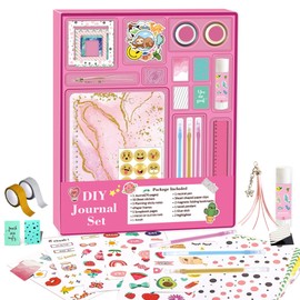 DIY Journal Kit Journaling Art Crafts Kit Stationery Kit DIY Diary Set Birthday Gifts for Girls (Pink)