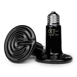 150W Ceramic Heat Emitter for E26 Reptile Heat Lamp, 2-Pack No Light Emitting Light Bulbs, Basking Spot Heating Bulb for Turtle, Lizard, Snake, Beared Dragon, Amphibians, Pet Brooder Coop Chicken