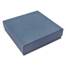 TheDisplayGuys - 25-Pack #33 Cardboard Linen Paper Jewelry Gift Boxes w. Cotton Padding - Blue (3.5" x 3.5" x 1.0")