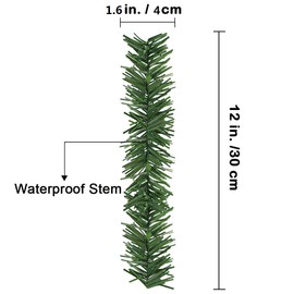 24 Pcs Garland Ties Artificial Pine Needles Christmas Tree Branches Wired Faux Greenery Stems 12inx1.6in in Green for Christmas Decoration Craft Gift Wrapping