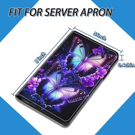 NLZQTTBD Server Books for Waitress Cute Waitress Book PU Leather Server Book with Zipper Wallet Black Serving Book Organizer Fit Server Apron,Purple Butterfly