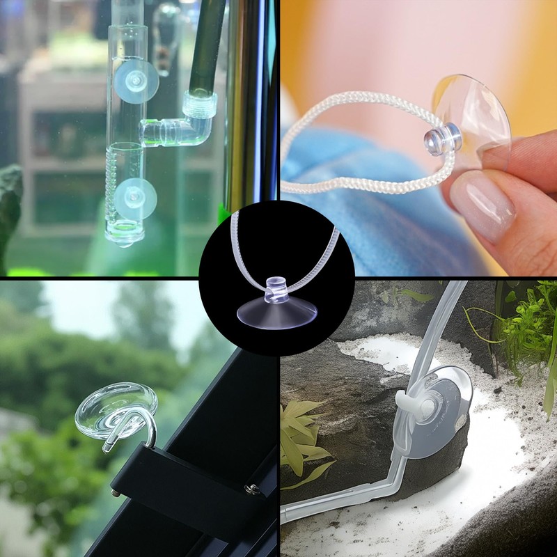 PAGOW 15 Pcs Aquarium Suction Cups with 30pcs Zip Ties,