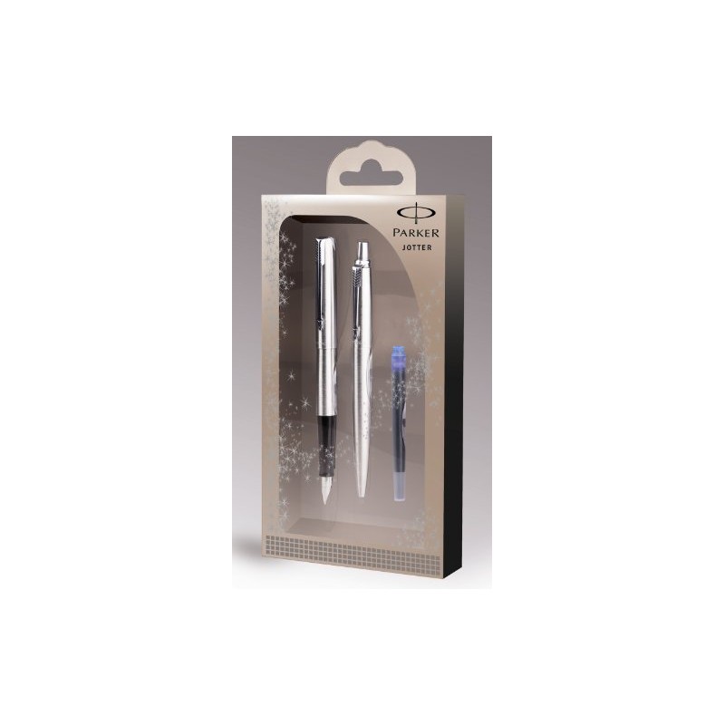 Parker Jotter Stainless Steel Fountain Pen and Ballpoint Pen Set
