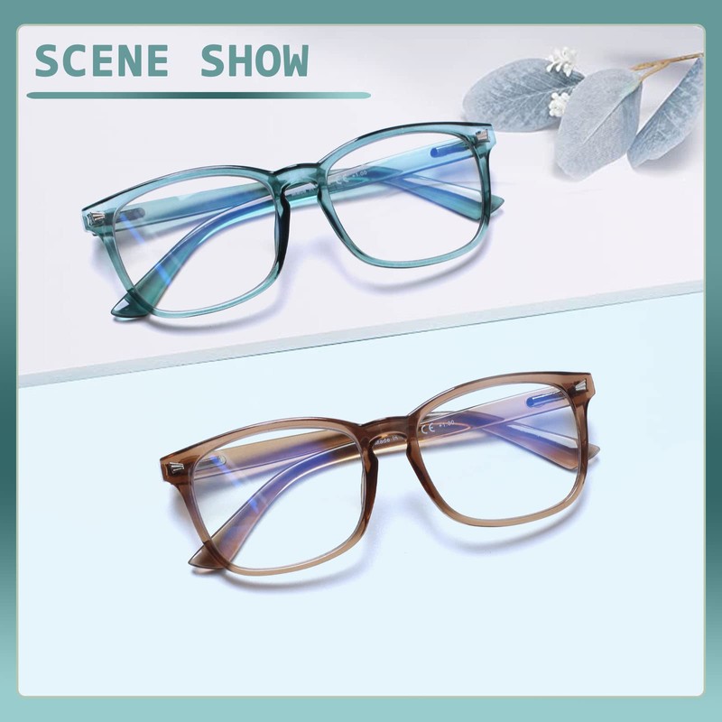 JOSCHOO 2 Pack Progressive Multifocus Computer Reading Glasses Anti Blue