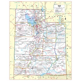Cool Owl Maps Utah State Wall Map Poster Rolled 24"Wx30"H (Laminated)
