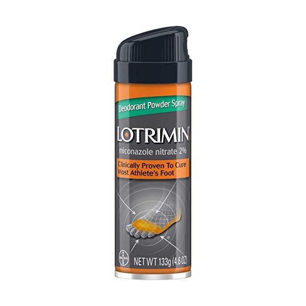 Lotrimin AF Athlete's Foot Deodorant Antifungal Powder Spray, Miconazole Nitrate 2%, Clinically Proven Effective Antifungal Treatment of Most AF, Jock Itch and Ringworm, 4.6 oz Spray Can (Pack of 2)