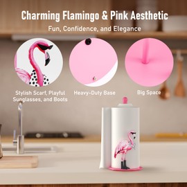 Flamingo Decor, Flamingo Paper Towel Holder, Pink Decor Pink Kitchen Accessories, House Warming Gifts New Home for Women, Farmhouse Kitchen Decor and Accessories, Tropical Themed