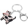 BONSNY Acrylic Sweet Flower Cow Dairy Cattle Keychains Key Ring