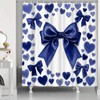Conipit Bow Shower Curtains Romantic Bathroom Decor Navy Blue Bath