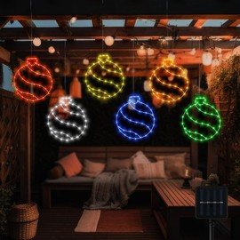 Jinei 6 Pack Large Solar Outdoor Lights 16 Inch Ball Window Decorations Lights Metal Holiday Solar Lights Hanging for Party, Lawn, Yard, Garden, Tree, 6 Colors