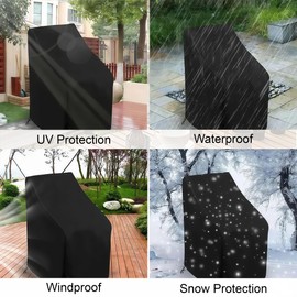 Garden Chair Cover 420D Oxford Outdoor Protective Cover Garden Chairs Waterproof Winterproof Anti-UV Stacking Chairs Garden Furniture Cover Garden Furniture (Black, 65 cm x 65 cm x 80/120 cm)
