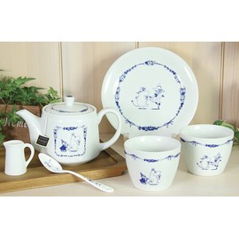 World Create Moomin Pot, Hasamiyaki, Moomin & Little My & Snafkin, 14728 14.2 fl oz (420 cc), Blue Country Series