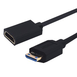 Kework 4ft Mini HDMI to HDMI Extension 8K@60Hz Coiled Cable, Straight Mini HDMI 2.1 Male to HDMI 2.1 Female Extender Adapter Shield Spiral Spring Cord, 48Gbps High Speed, Ultra HD, Dynamic HDR