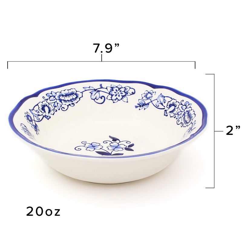 Euro Ceramica Blue Garden 16 Piece Oven Safe Hand Painted