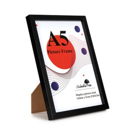 1 Pack A5 Frame Black, Wooden A5 Photo Frames, Black Picture Frames 21 X 14.8 cm, A5 Picture Frames with Stand Tabletop or Wall Hanging
