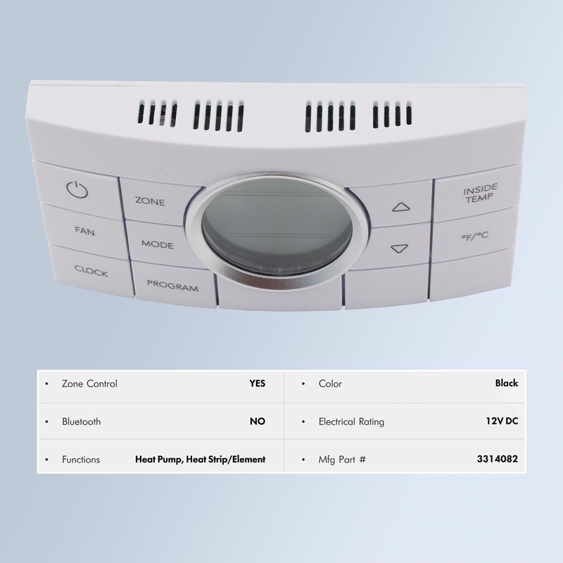 3314082.000 RV Thermostat Multi-Zone Comfort Control Center 2 10-Button White