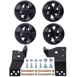CheeMuii Mower Deck Gauge Wheels with Deck Brackets Kit 4 Pcs 532174873 589527301 Deck Wheels and 2 Pack 525509501 Deck Wheel Brackets Fit for 42 inch Deck