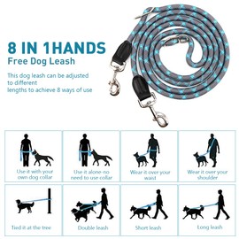 pawstrip Hands Free Dog Leash Multifunctional Dog Running Leash Reflective Waist Leash for Dog Walking Adjustable Crossbody Dog Training Leash Nylon Double Leashes for Small Medium Large Dogs