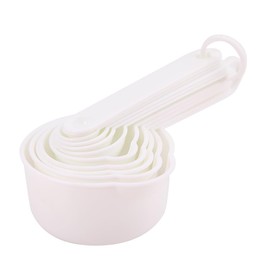 IFFMYJB Measuring Cups and Spoons Set, 11 Pieces Plastic Measuring Cups and Spoons Set for Dry and Liquid Ingredients, Kids 5 Measuring Cups and 6 Measuring Spoons Set for Cooking & Baking Color White