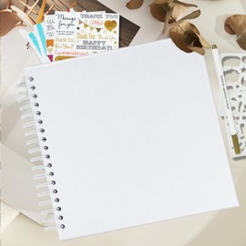 Miaikoe DIY Scrapbook Album 20.5x20.5 cm Hardcover Kraft Blank Paper Scrap Book with 20 Sheets Memory Book for Family Wedding Photography Anniversary (White)
