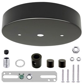 ECUDIS Chandelier Canopy Kit, 5 1/8 Ceiling Lighting Modern Steel Canopy Kit Light Fixture Cover Plate with Hardware for Pendant Lighting Fixtures (Black)