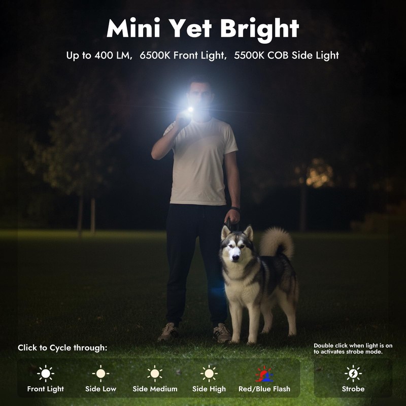 WARSUN Compact Multi-Mode Pocket LED Flashlight - 675LM, USB-C Rechargeable,