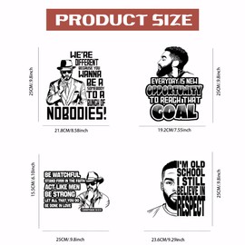 SUPERDANT 4PCS Cool Man Iron On Transfer Patches Quotes Heat Transfer Stickers DIY Black and White Iron On Decals Washable Heat Transfers Paper for Man Clothing T-Shirt Backpacks Bag Pillow Decor