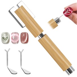 vnjaoi Heart Cat Eye Magnet for Nails,Multifunctional Nail Magnet,Detachable Design, Strong Magnet for Nails+2PC Y Shaped for DIY Manicure Kit(Large-Original Wood)